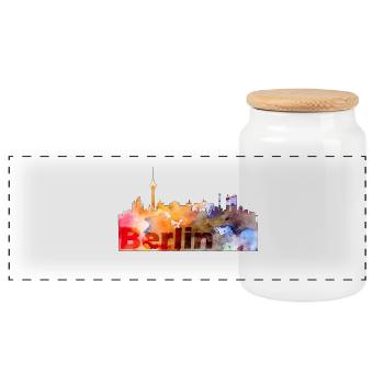 Berlin - Panorama Keksdose mit Holzdeckel - Weiß - Vorne