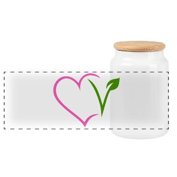 Vegan Heart - Panoramic Cookie Jar with Wooden Lid - white - Front