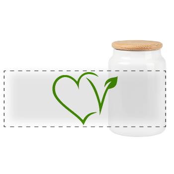 Vegan Heart - Panoramic Cookie Jar with Wooden Lid - white - Front