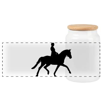 Dressage de chevaux - Boîte à biscuits avec couvercle en bois - blanc - Devant