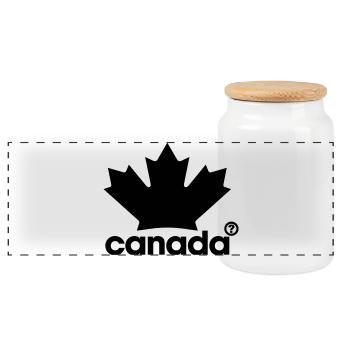 Kanada Ahornblatt – Proudly Canadian Flagge Design - Panorama Keksdose mit Holzdeckel - Weiß - Vorne