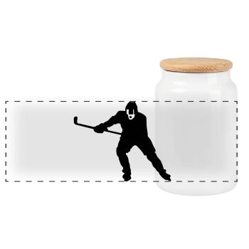 Eishockey - Panorama Keksdose mit Holzdeckel - Weiß - Vorne