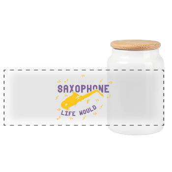 saxophone - Boîte à biscuits avec couvercle en bois - blanc - Devant