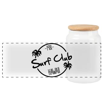 surf club surfing - Panoramic Cookie Jar with Wooden Lid - white - Front