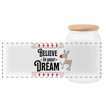 Christmas - Panoramic Cookie Jar with Wooden Lid - white - Front