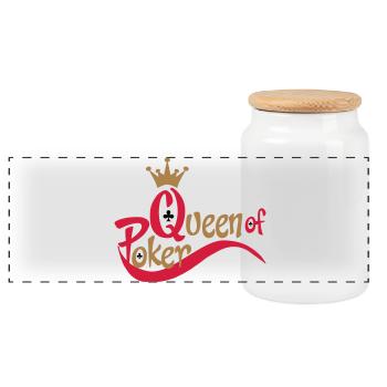 poker - Boîte à biscuits avec couvercle en bois - blanc - Devant
