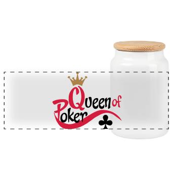 poker queen - Boîte à biscuits avec couvercle en bois - blanc - Devant