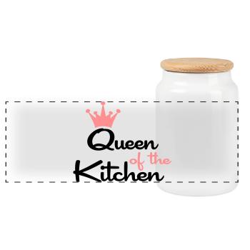 cooking - Panoramic Cookie Jar with Wooden Lid - white - Front