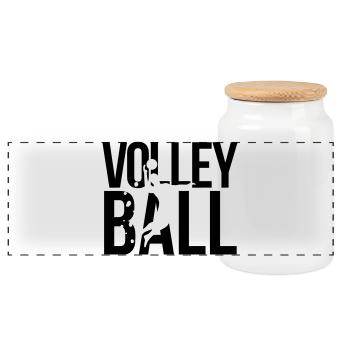 volleyball - Panorama Keksdose mit Holzdeckel - Weiß - Vorne