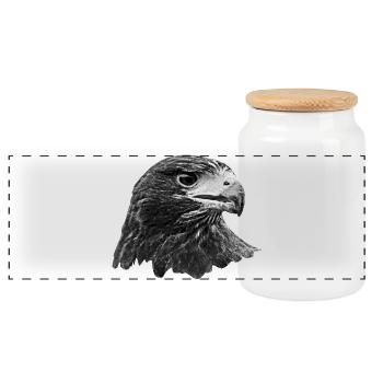 Aigle, Faucon, Fauconnerie, Oiseau de proie, Gris - Boîte à biscuits avec couvercle en bois - blanc - Devant
