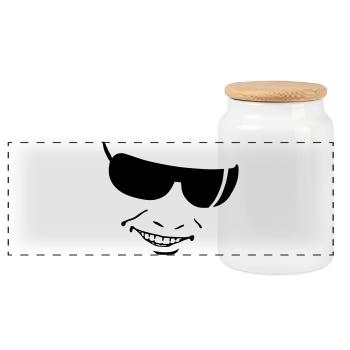 smile - Panoramic Cookie Jar with Wooden Lid - white - Front