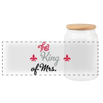 wedding - Panoramic Cookie Jar with Wooden Lid - white - Front