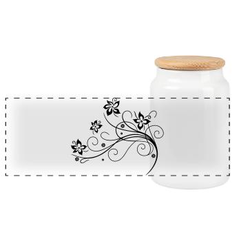 Beautiful, filigree flowers. Floral element. - Panoramic Cookie Jar with Wooden Lid - white - Front