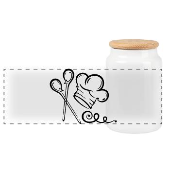 Chapeau de chef, cuillère - Boîte à biscuits avec couvercle en bois - blanc - Devant