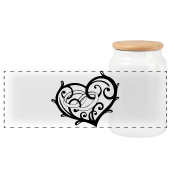 Coeur avec des anneaux, mariage, mariage - Boîte à biscuits avec couvercle en bois - blanc - Devant