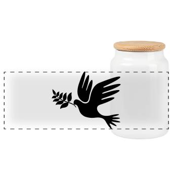 peace - Panoramic Cookie Jar with Wooden Lid - white - Front