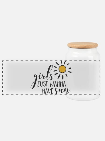 Girl Power Design Inspirierende Sonne - Panorama Keksdose mit Holzdeckel - Weiß