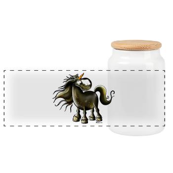 Cheval Joue Licorne - Boîte à biscuits avec couvercle en bois - blanc - Devant