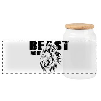 Beast Lion Fitness Gym Roaring Symbol - Boîte à biscuits avec couvercle en bois - blanc - Devant