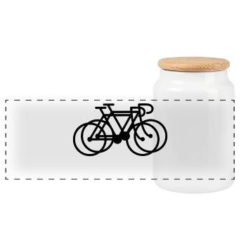 Bikes - Panoramic Cookie Jar with Wooden Lid - white - Front
