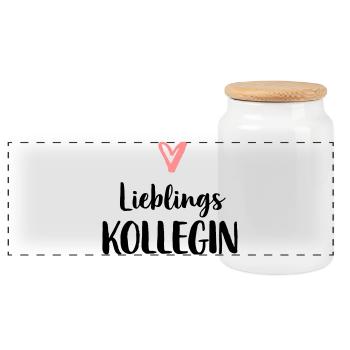 Lieblings Kollegin Beruf Arbeit Freundschaft - Panorama Keksdose mit Holzdeckel - Weiß - Vorne