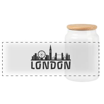 London Skyline - England - Panorama Keksdose mit Holzdeckel - Weiß - Vorne