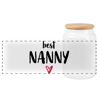 best Nanny I Herz Geschenk Kindergarten Kita - Panorama Keksdose mit Holzdeckel - Weiß - Vorne