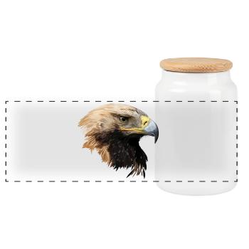 Eagle - Panoramic Cookie Jar with Wooden Lid - white - Front