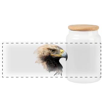Eagle - Panoramic Cookie Jar with Wooden Lid - white - Front