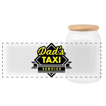 Dad's Taxi Service - Panorama Keksdose mit Holzdeckel - Weiß - Vorne