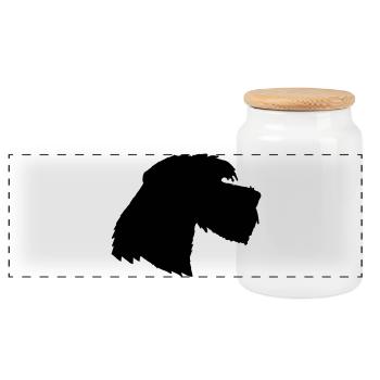 Riesenschnauzer 3, Schnauzer Hund - Panorama Keksdose mit Holzdeckel - Weiß - Vorne