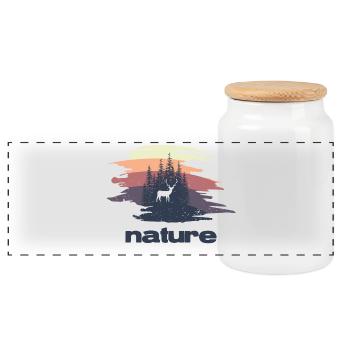 Nature - Panorama Keksdose mit Holzdeckel - Weiß - Vorne
