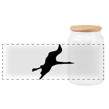 crane - Panoramic Cookie Jar with Wooden Lid - white - Front