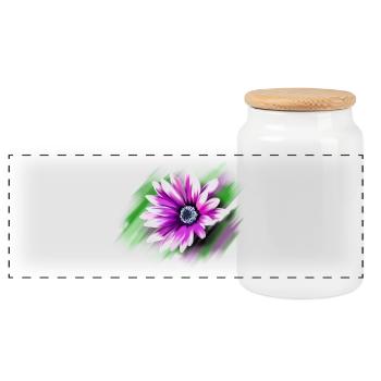 Flower - Panoramic Cookie Jar with Wooden Lid - white - Front
