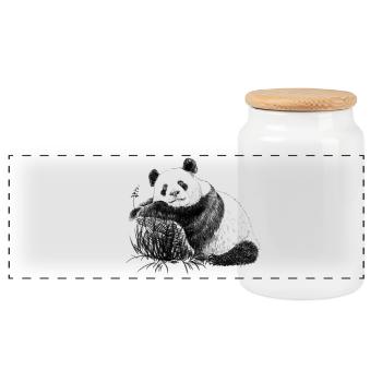 Panda - Panoramic Cookie Jar with Wooden Lid - white - Front