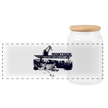 Rostock City Harbour - Panoramic Cookie Jar with Wooden Lid - white - Front