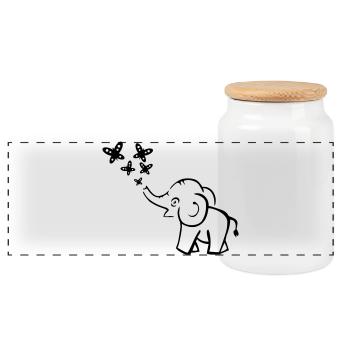 elefant lustig - Panorama Keksdose mit Holzdeckel - Weiß - Vorne