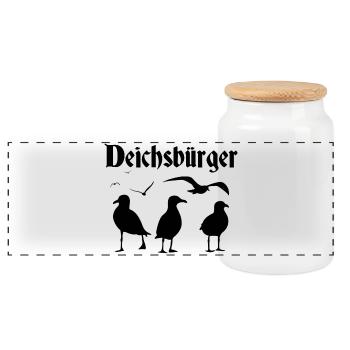 Deichsbürger - Panorama Keksdose mit Holzdeckel - Weiß - Vorne