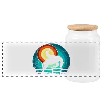 Cowboy at the rodeo design - Panoramic Cookie Jar with Wooden Lid - white - Front