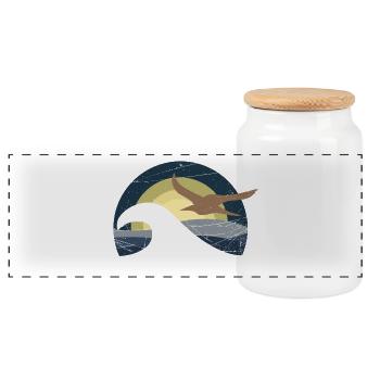 Seagull by the sea - design - Panoramic Cookie Jar with Wooden Lid - white - Front