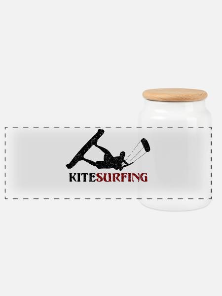 Kitesurfing - Panorama Keksdose mit Holzdeckel - Weiß