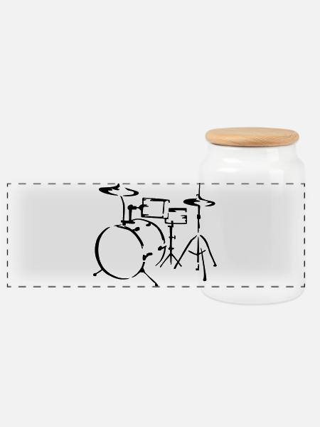 drum - Panoramic Cookie Jar with Wooden Lid - white