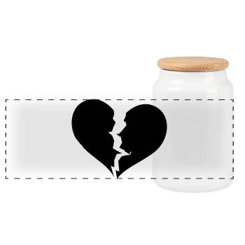 Gebrochenes Herz, broken heart - Panorama Keksdose mit Holzdeckel - Weiß - Vorne