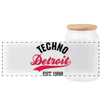 Techno Detroit est.1988 - Boîte à biscuits avec couvercle en bois - blanc - Devant