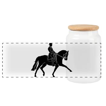 Dressage Equestre - Boîte à biscuits avec couvercle en bois - blanc - Devant