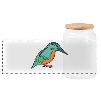 Martin-pêcheur - Boîte à biscuits avec couvercle en bois - blanc - Devant