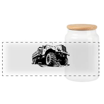 KrAZ Truck | GDR | Moped | Truck | Technology - Panoramic Cookie Jar with Wooden Lid - white - Front