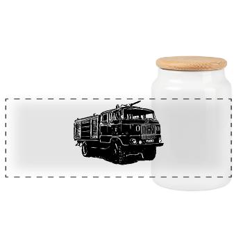 | des pompiers W50 | rda Cyclomoteur | Camion | Technologie - Boîte à biscuits avec couvercle en bois - blanc - Devant