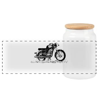 MZ TS 150 | GDR | Moped | Truck | Technology - Panoramic Cookie Jar with Wooden Lid - white - Front