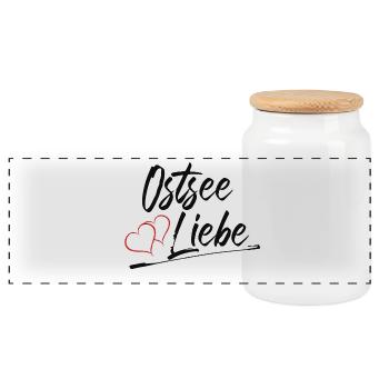Ostsee Liebe - Panorama Keksdose mit Holzdeckel - Weiß - Vorne